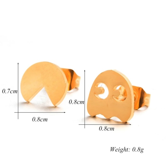 Stainless steel Pac man studs - Picture 3 of 3